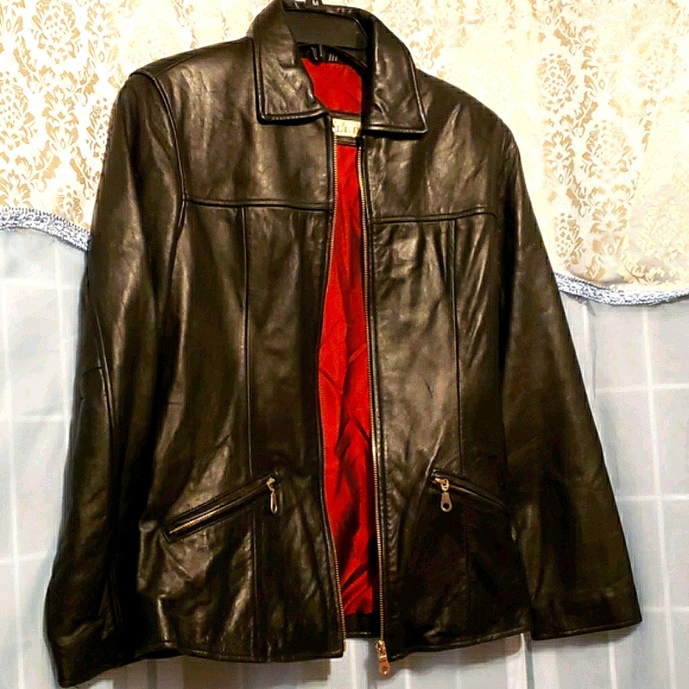 EXCELLED LEATHER JACKET ZIP FRONT/POCKETS SZ S